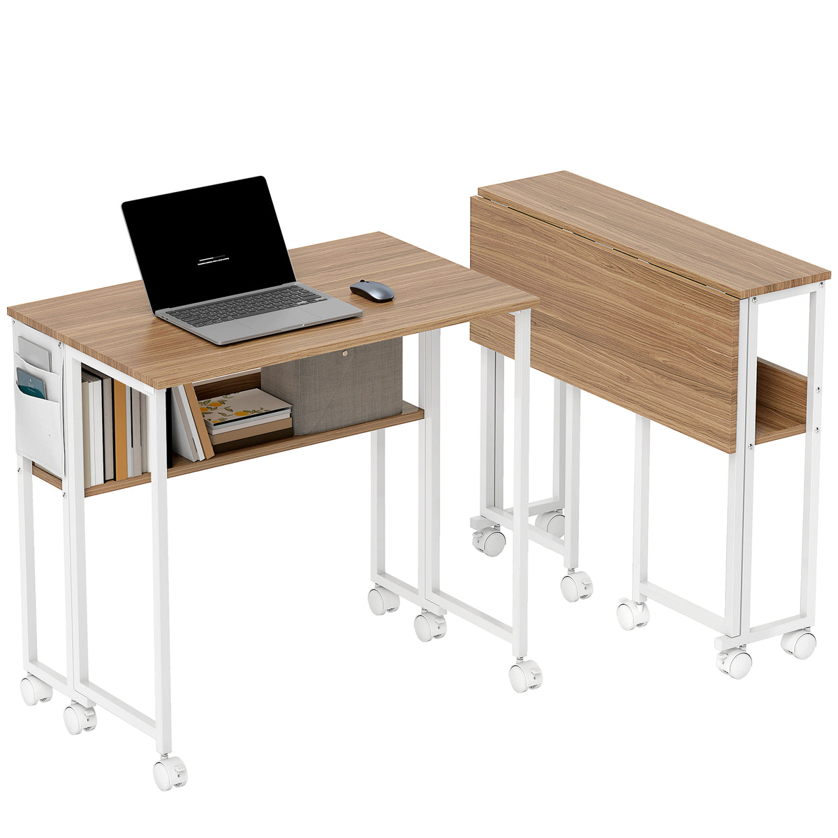 80 cm Drop Leaf Writing Work Desk - Natural Wood Finish