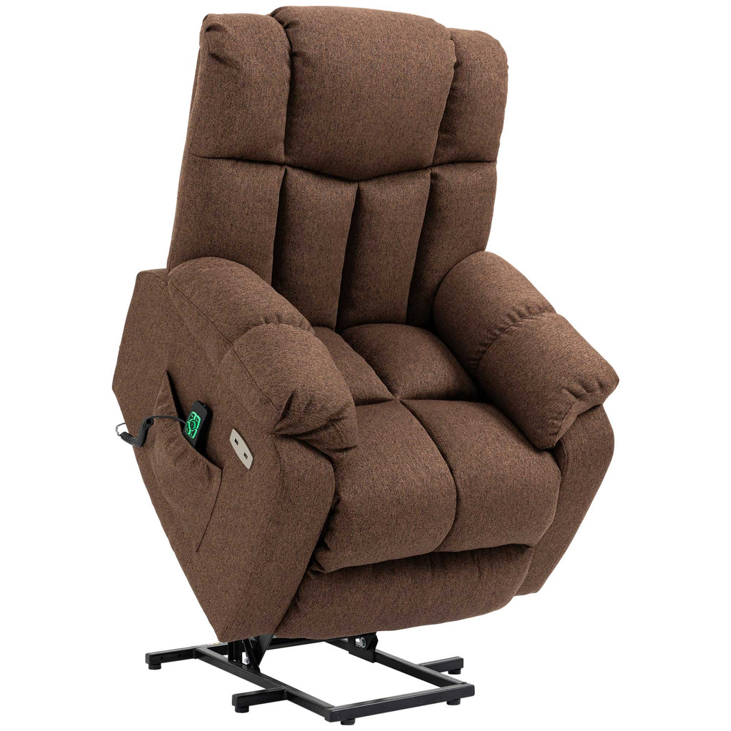 Aufstehsessel mit Liegefunktion und Fernbedienung 92 x 95 x 107 cm, Braun