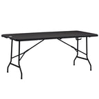 Folding Garden Dining Table for 6, Rectangular Outdoor Dining Table with HDPE Tabletop, Foldable Garden Table with Steel Frame for Balcony, Porch, Charcoal Grey