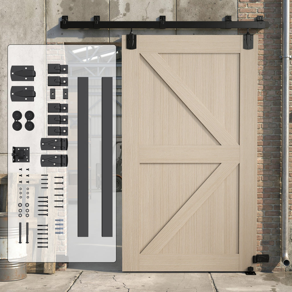 Schwerlast Schiebetür-Hardware-Set 183 cm Schwarz für Einzeltüren