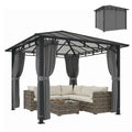 Gartenpavillon ca. 3 x 3 m Metall Pavillon mit 6 mm Polycarbonat-Dach 4 Seitenteile, UV50+ Dunkelgrau