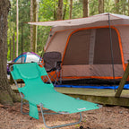 Foldable Sun Lounger with Reading Hole - Green