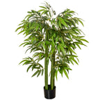 K¨¹nstliche Pflanze, Bambus aus Kunststoff im Topf, 780 Bl?tter, realistischer Look, kaum Pflegeaufwand, 140 cm, Gr¨¹n