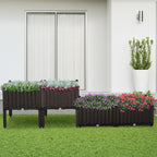 Hochbeet, Pflanzkasten mit Abflusslöchern, Blumenkasten im Rattan-Look, Kunststoff, Braun, 40 x 40 x 44 cm
