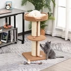 91cm Cat Tree, Cat Tower with Scratching Post, Bed, Perch, Removable Cushion for Indoor Kittens, Brown