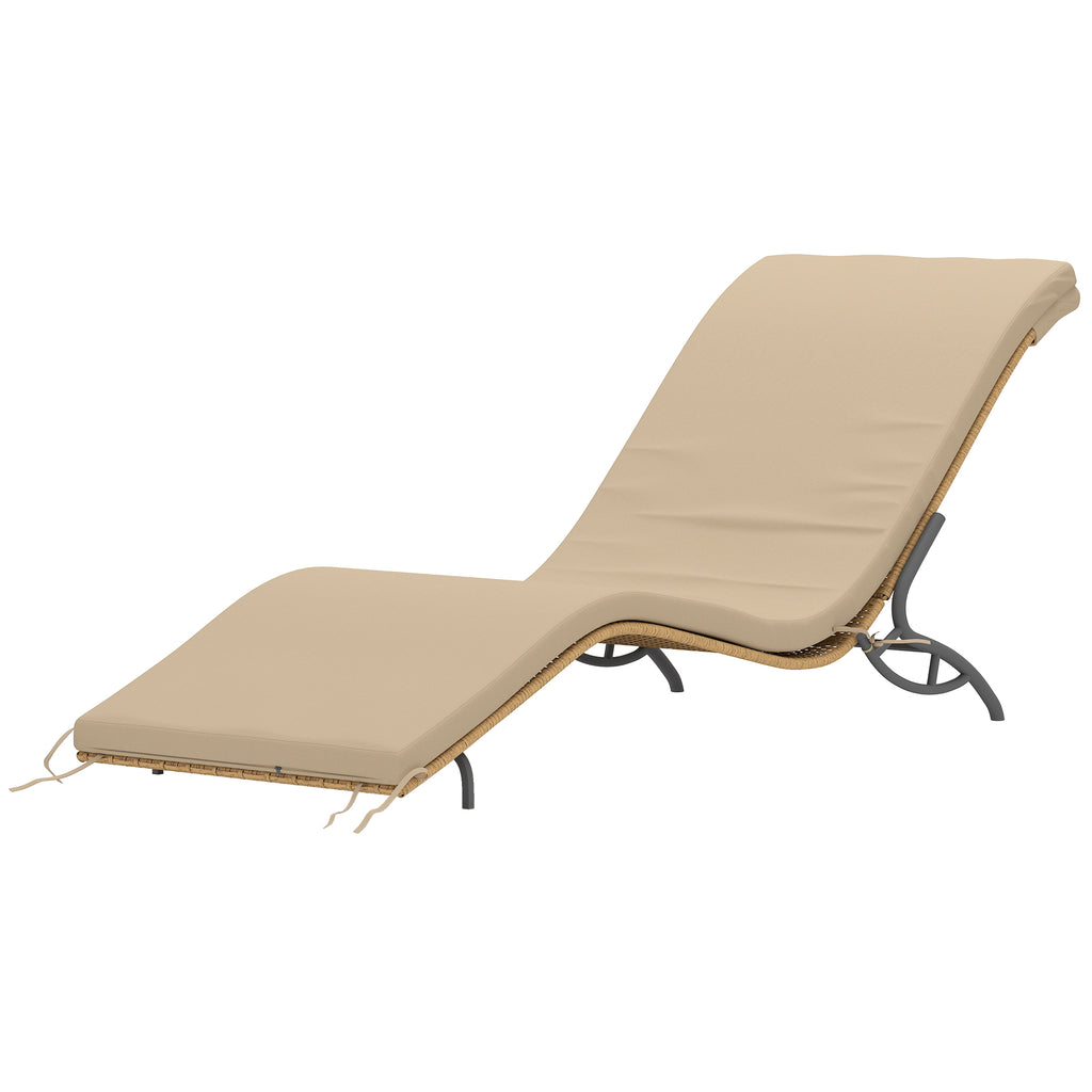 Sonnenliege Polyrattan Gartenliege mit Kissen, wetterfest Liege 120 kg belastbar 166 x 63 x 76 cm Beige