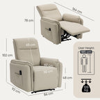Elektrischer Massagesessel, Kunstlederbezug, Fu?st¨¹tze, Seitentasche, Beige