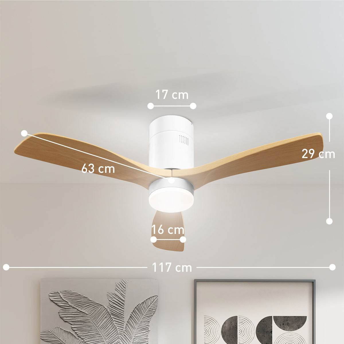 Deckenventilator mit LED-Licht, 6 Geschwindigkeiten, Fernbedienung, Hellbraun