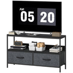 TV Stand Cabinet with 2 Foldable Drawers - Black