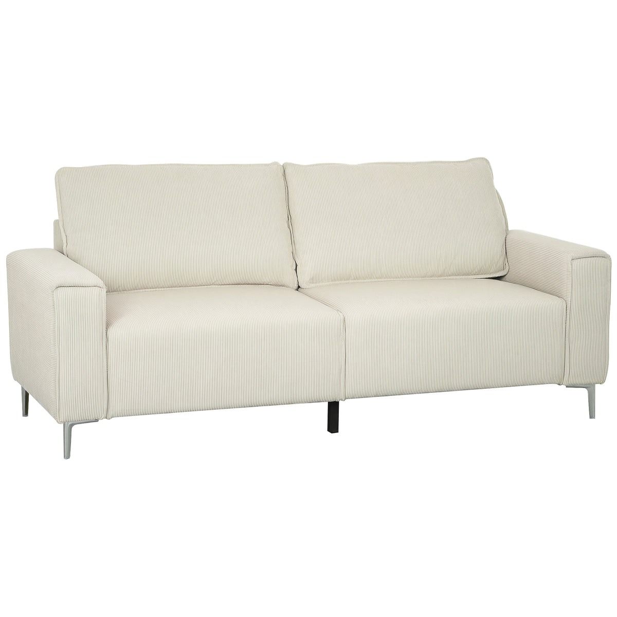 Modernes 3-Sitzer-Sofa, Weiche Couch mit R¨¹ckenkissen, Polstersofa f¨¹r Wohnzimmer, Schlafzimmer, Homeoffice, Cremewei?