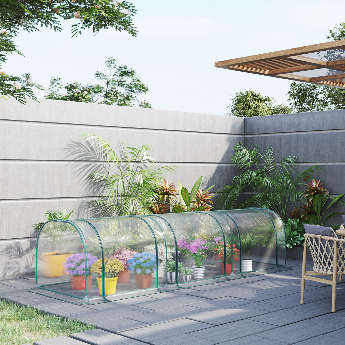 350 x 100 cm Low Tunnel Greenhouse - Clear