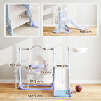 4-in-1 Indoor-Spielplatz, Rutsch- und Schaukelset f¨¹r Kleinkinder, Basketballkorb, Raketendesign, Kunststoff, Hellblau