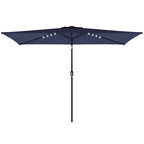 3 x 2 m Garden Parasol Umbrella with LED Solar Light, Parasol Cover, Outdoor Market Patio Umbrella, Navy Blue