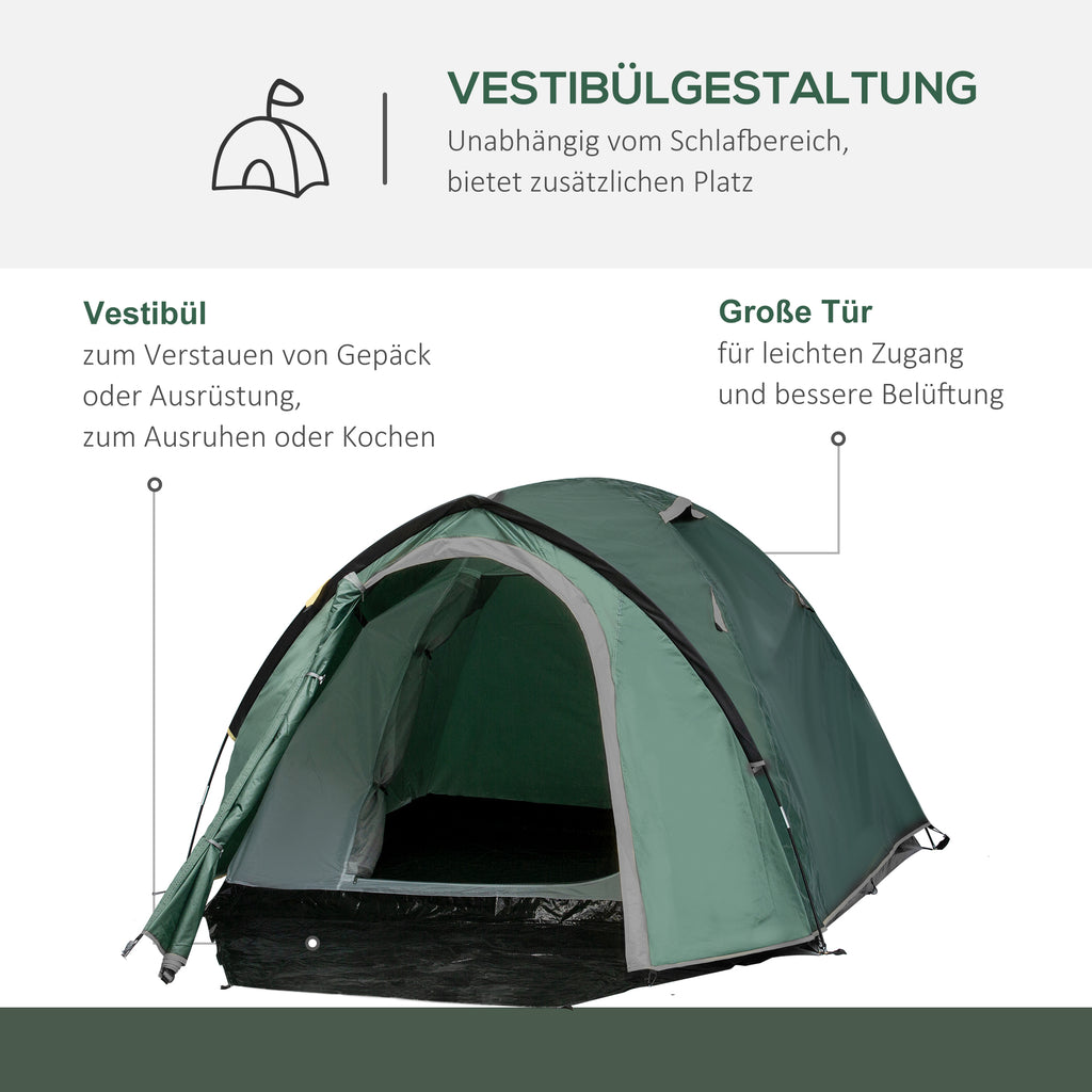 Two-Man Dome Tent, with Front Vestibule - Green/Grey