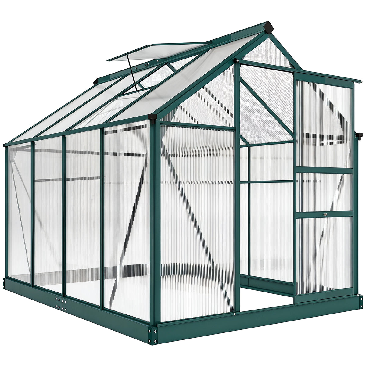 Gewächshaus, Treibhaus, mit Dachfenster, Schiebetür, transparent, Polycarbonat+Aluminium, 190 x 252 x 201cm