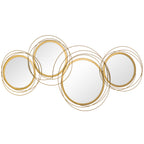 Metal Wall Art 56cm Modern Decorative Mirror Decor for Living Room Bedroom Dining Room, Gold