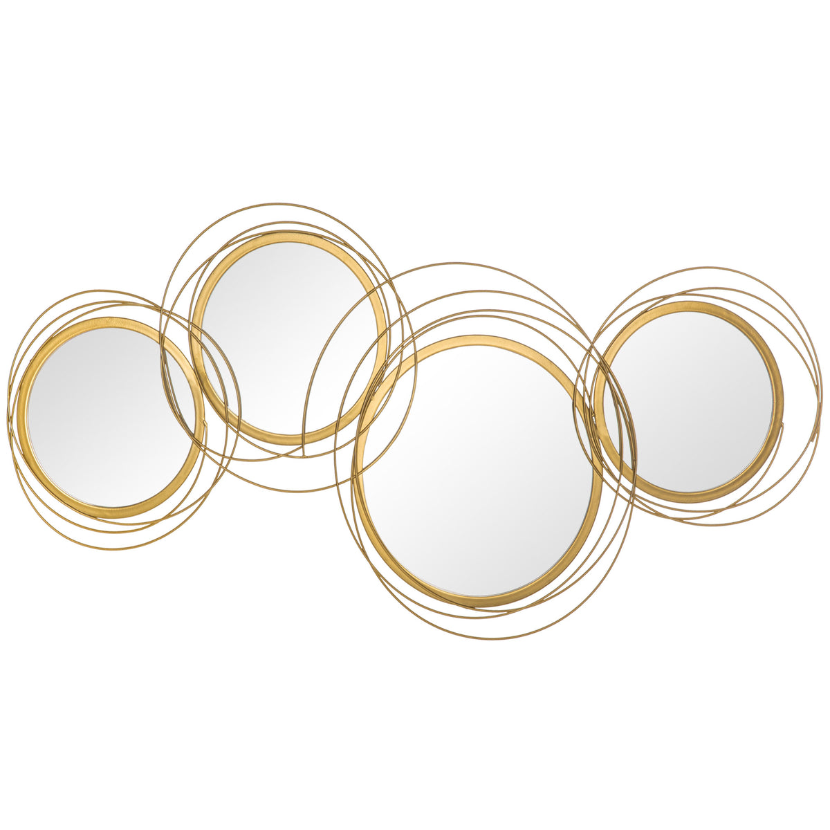Metal Wall Art 56cm Modern Decorative Mirror Decor for Living Room Bedroom Dining Room, Gold