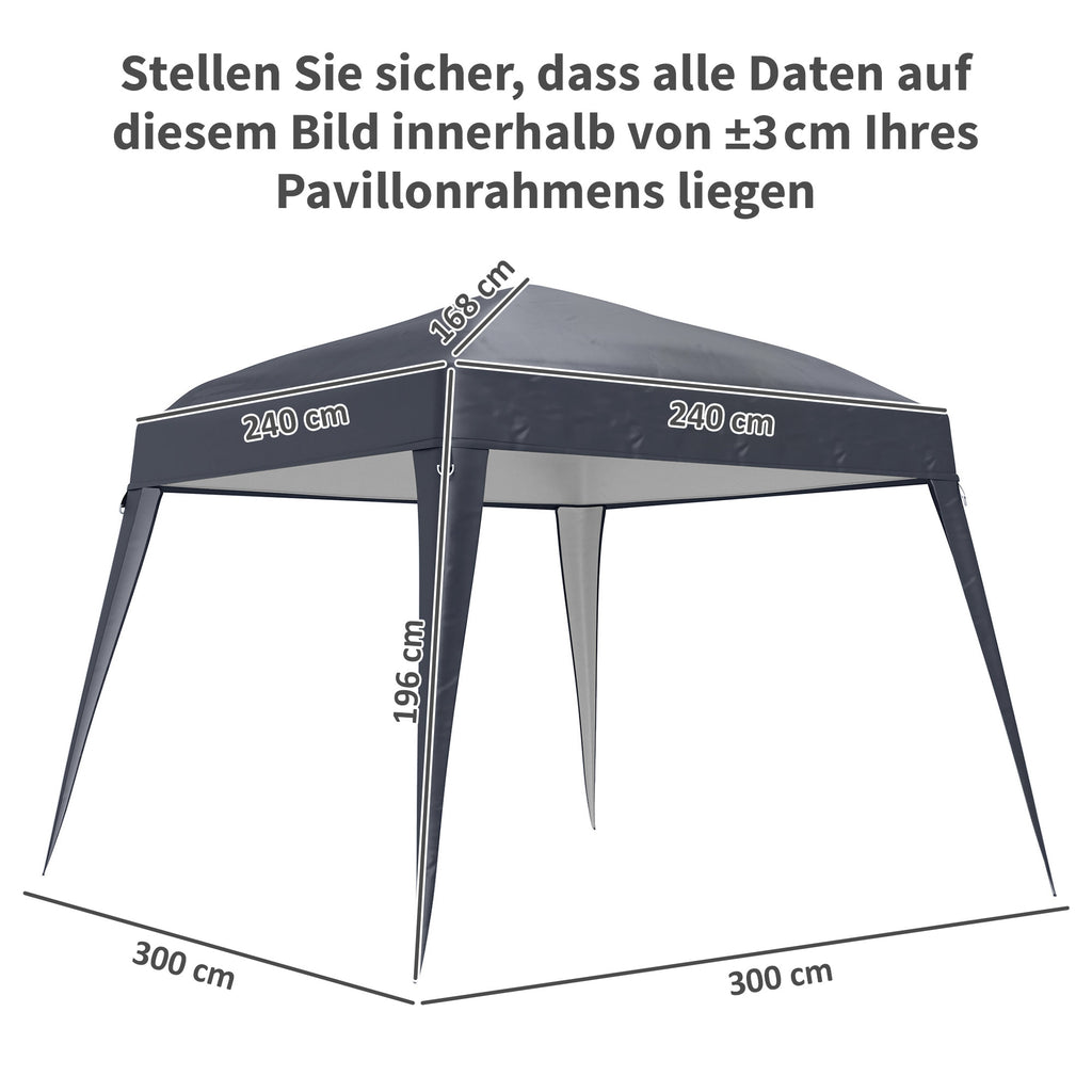 Pavillon-Ersatzdach, Ersatzplane für 3 x 3 m Gartenpavillon, Gartenzeltdach-Ersatz, UPF50+, Oxford-Stoff, Dunkelgrau
