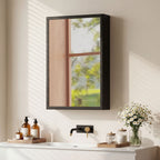 Spiegelschrank, Badschrank, 3 Regalfächer, Edelstahl, 40x12x60cm, Schwarz