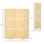 Raumteiler, Raumtrenner aus Bambus, 2 Regale, faltbar, Fu?pads, Natur