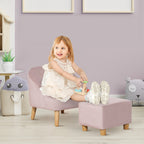 Kindersessel mit Ottomane f¨¹r Kinder von 3 bis 5 Jahren Niedliches Design Samtoptik 51 cm x 51 cm x 50 cm Rosa