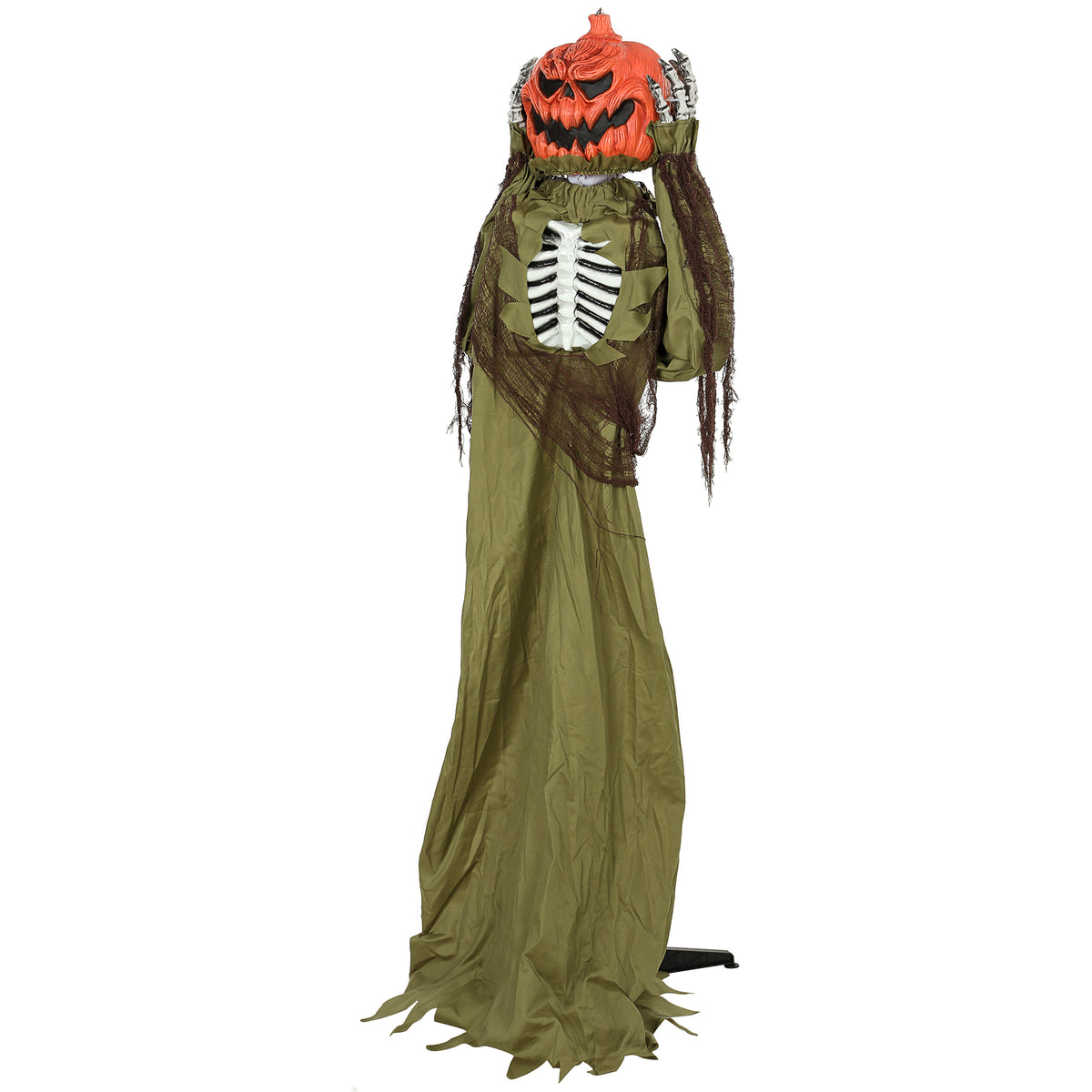 Animiertes Pop-up-Kürbis-Skelett, 173 cm, gruselige Halloween-Deko mit Licht sowie Sound- und Berührungsaktivierung
