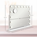 LED-Kosmetikspiegel, 3 Lichtmodi, dimmbar, Touchsteuerung, USB, 62,5 x 49,5cm, Weiß