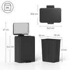 Mülleimer 20 L Treteimer mit Softclose-Deckel, Pedal, abnehmbar Inneneimer Mattschwarz, 34,2 x 30,6 x 44,2 cm