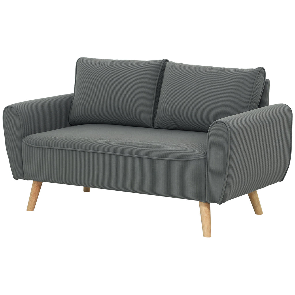 Zweisitzer-Sofa, Stoffcouch, 2 R¨¹ckenkissen, Cordbezug, 145 x 75 x 78 cm, Anthrazit