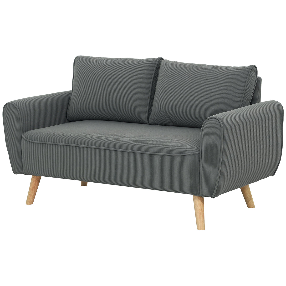 Zweisitzer-Sofa, Stoffcouch, 2 R¨¹ckenkissen, Cordbezug, 145 x 75 x 78 cm, Anthrazit