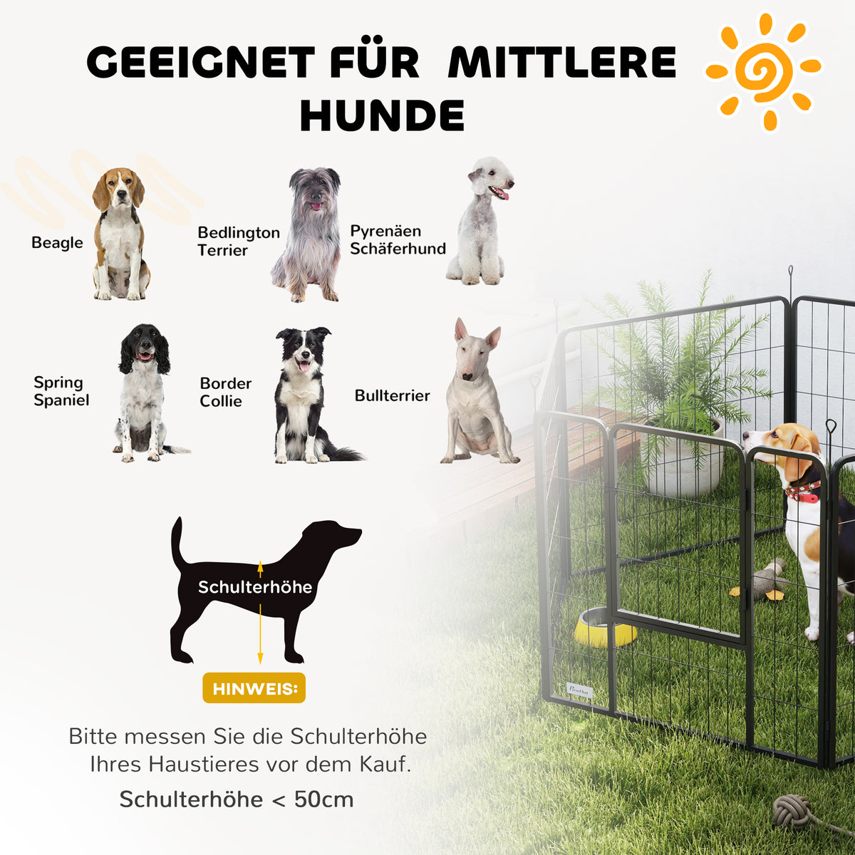 6 Panels Dog Playpen, Portable Detachable Puppy Pen with Door, for Medium Dogs, 80cm High, Grey