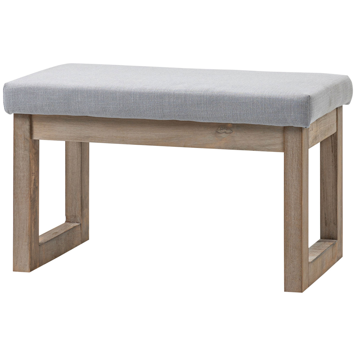 Fußbank im Skandi-Design, Sitzhocker, Fußhocker, 68 cm x 38 cm x 42 cm, Grau + Natur