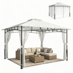 Pavillon, 3x3,6 m wasserabweisend Stabil Gartenpavillon mit Moskitonetz, Doppeldach, für Garten, Terrasse, Schwarz