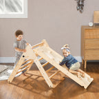 Kinder-Kletterset aus Holz mit Dreiecks-Leiter und zweiseitiger Rampe, für Kinder im Alter von 18-48 Monaten