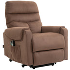 Fernsehsessel mit Aufstehhilfe Elektrisch, Massagesessel mit Liegefunktion und W?rmefunktion, Relaxsessel mit Fernbedienung und Seitentasche Verstellbar Polyester-Gewebe Braun