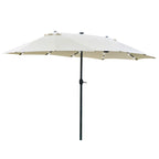  4.4m Double-Sided Sun Umbrella Patio Parasol LED Solar Lights Cream White