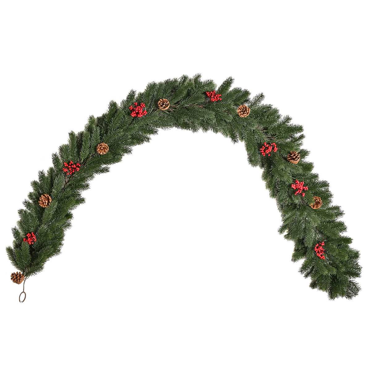 Weihnachtsgirlande 1,9m Tannengirlande Weihnachtsdeko mit Tannenzapfen Beeren Künstliche Girlande Weihnachtsgirlande für Innen & Außen, Grün