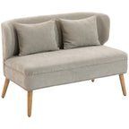 2-Sitzer-Sofa, kleines Chenille-Sofa mit Flügelrücken, dickem Sitz, Gummibaumholzfüßen, Beige