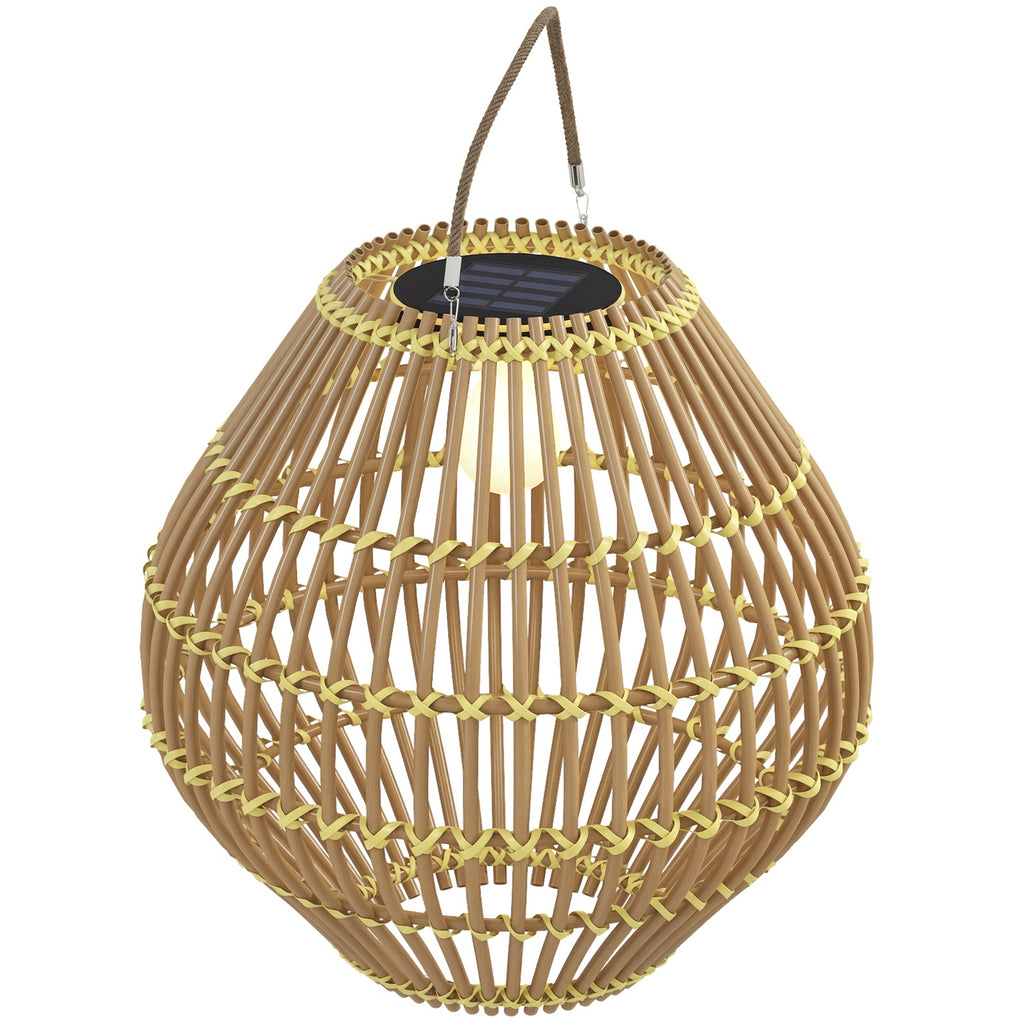 Gartenleuchte Solarleuchte Garten-Solarleuchte, PE-Rattan, Boho-Design, 31 cm x 31 cm x 32 cm, Gelb