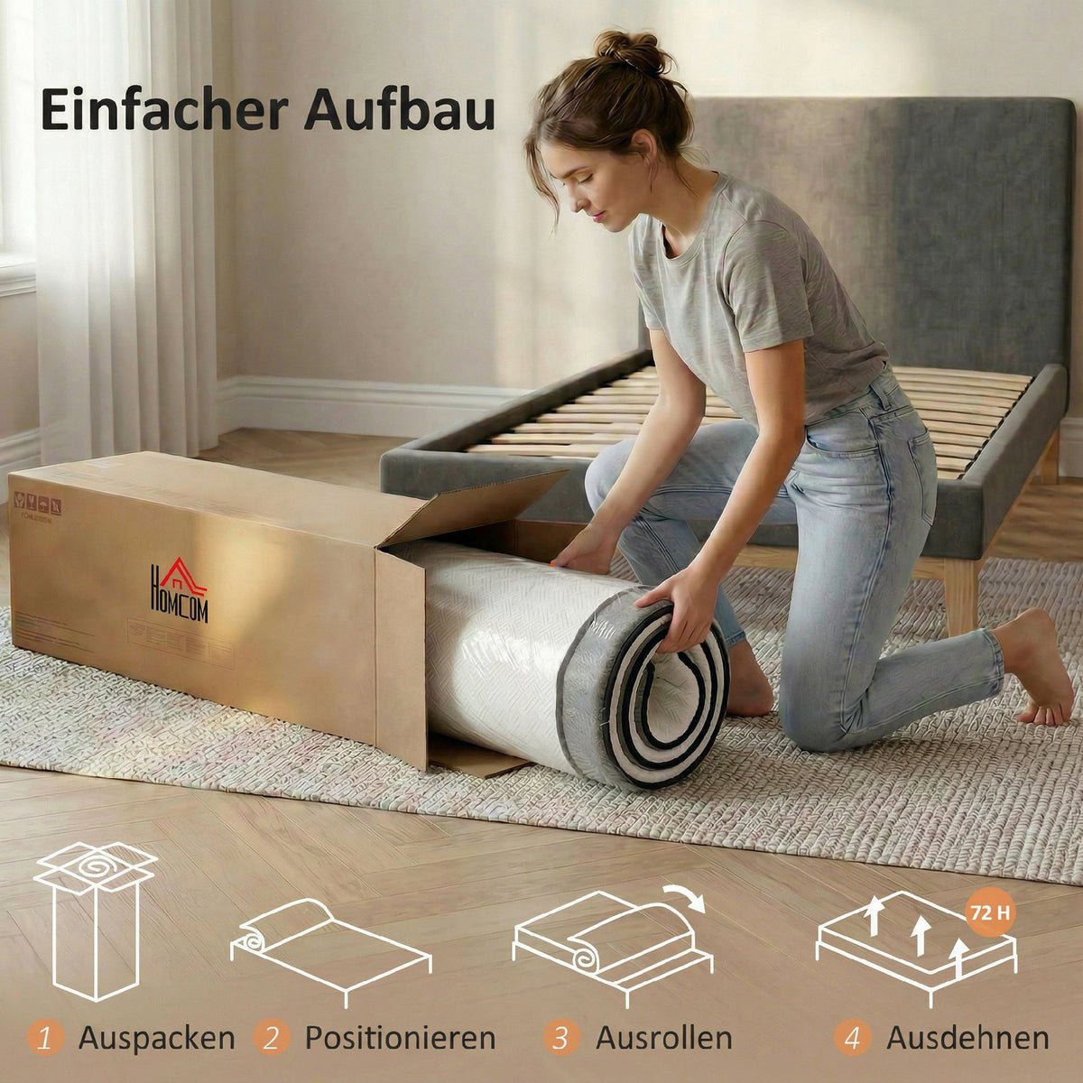 Matratze 140x200cm H3 mittelfest 20 cm Höhe Ergonomisch, Atmungsaktiv aus Gel-Memory-Schaumstoff, Öko-Tex & CertiPUR