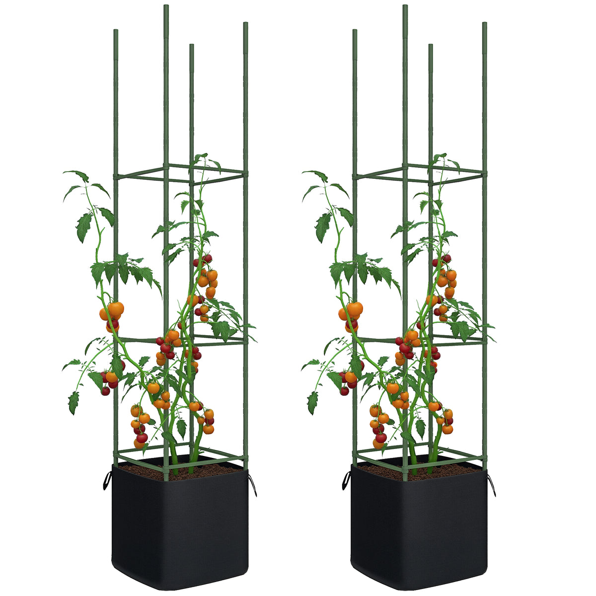 Rankgitter 2er-Set, mit Beutel, anpassbare Ebenen, rostfreier Stahl, 33x33x180 cm, Gr¨¹n