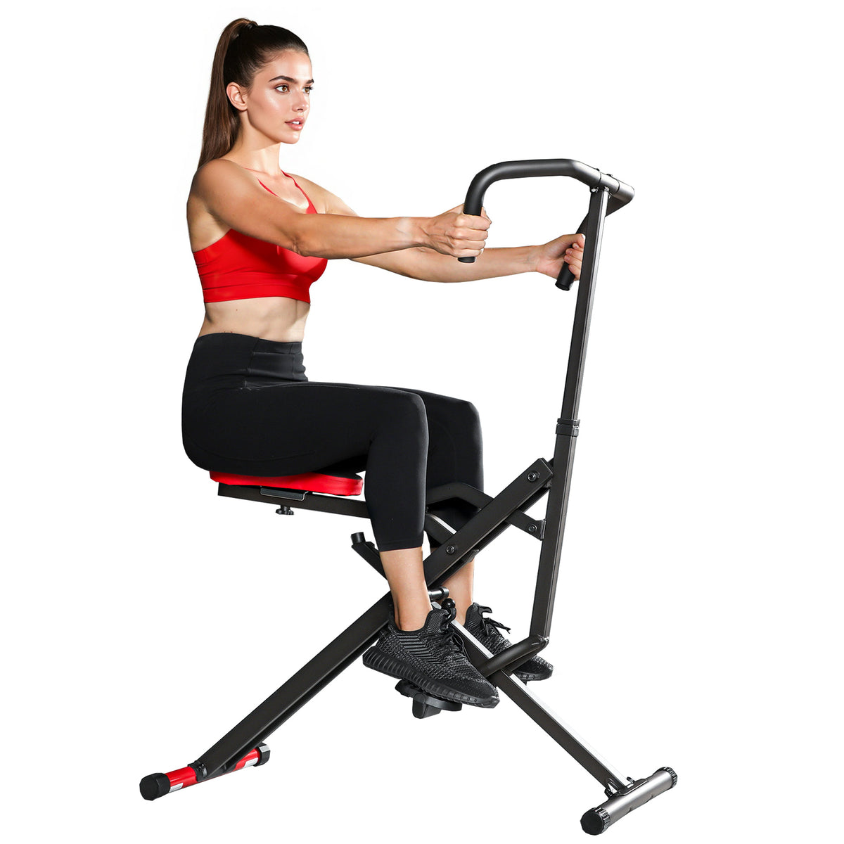 Trainingsmaschine, verstellbar, Metallrohre, Pedale, klappbar, Rot