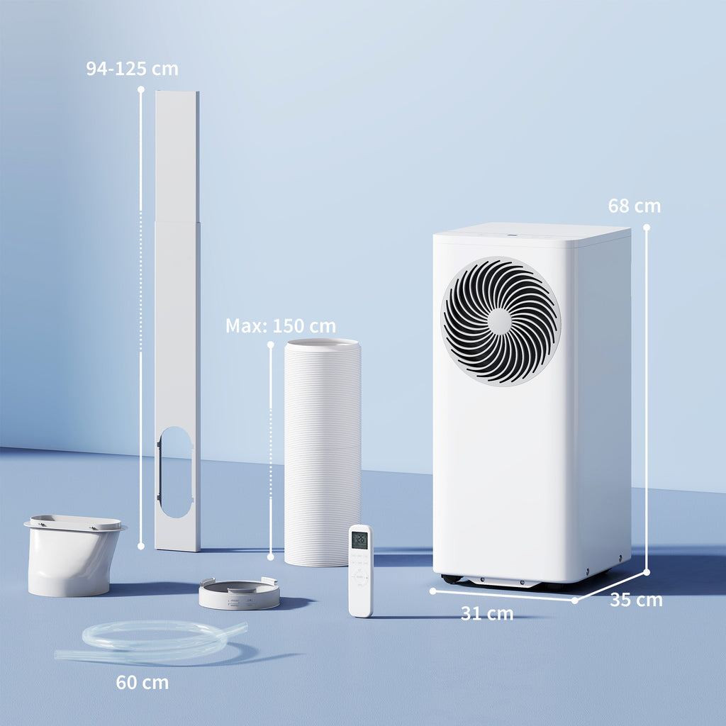 Mobiles Klimagerät 9000 BTU, 4-in-1 Mobile Klimaanlage mit Kühlung, 40 L/Tag Entfeuchter, Ventilator, Schlafmodus