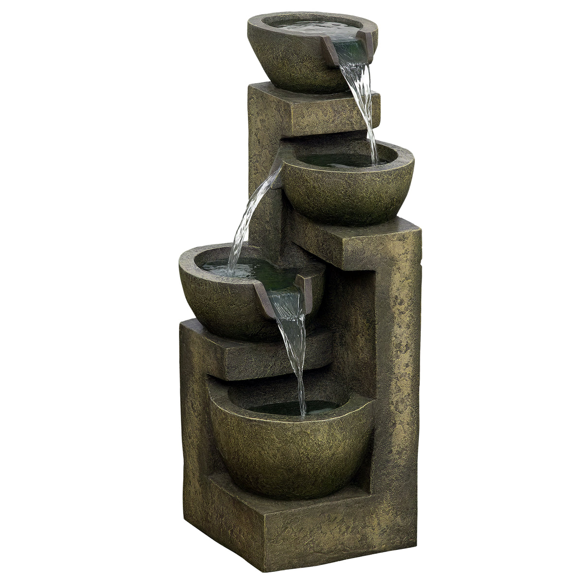 Springbrunnen, 3 Einstellungen, wetterbeständig, 25 cm x 24 cm x 60 cm, Grau