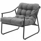 Gartensessel Gartenstuhl mit abnehmbarem Sitzkissen Garten Loungesessel mit Armlehne, bis 120 kg belastbar Dunkelgrau