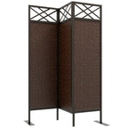 Raumteiler Paravant, Vintage-Design, 3-teilig, 148 cm x 33cm x 181 cm, Braun + Schwarz