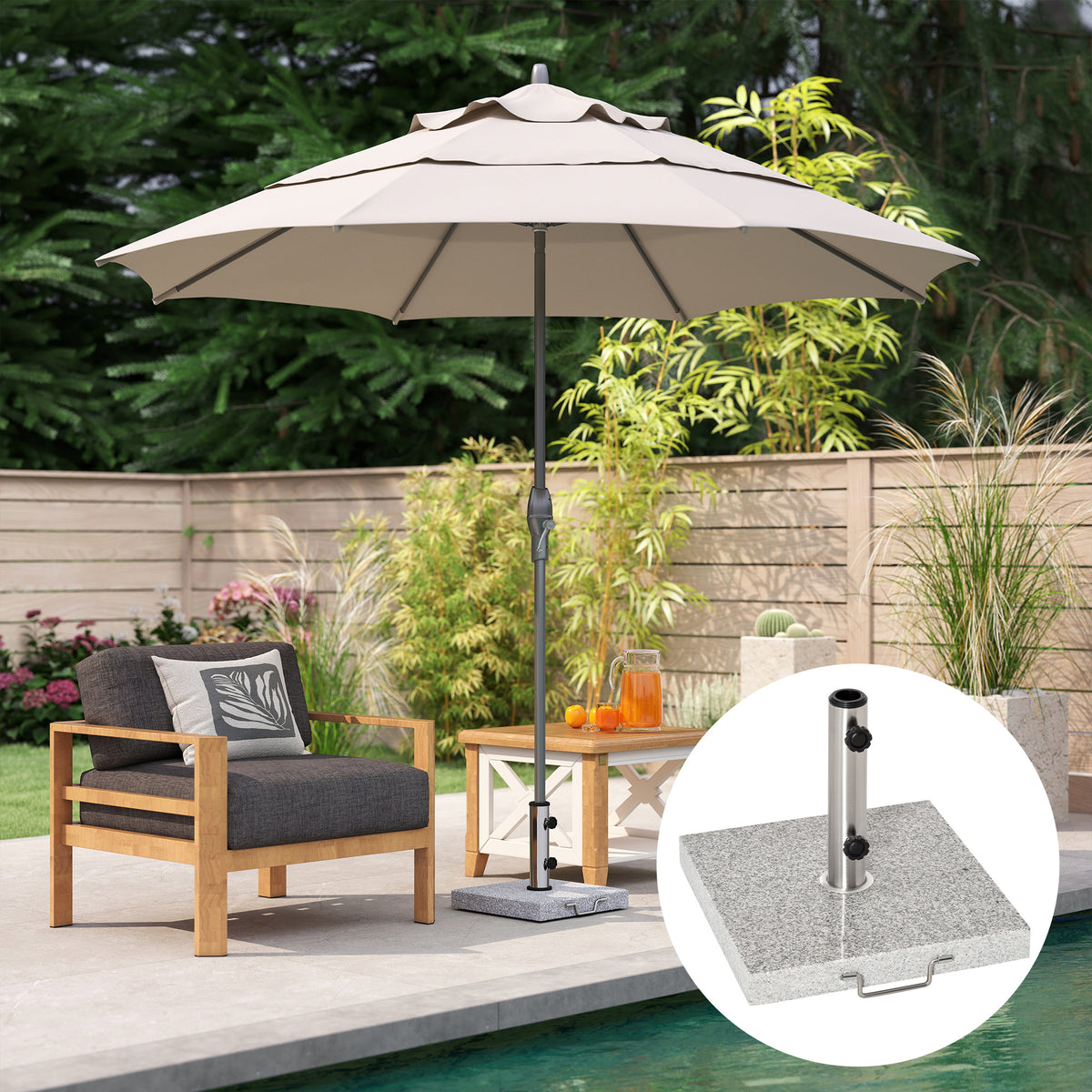 25kg Garden Umbrella Base Durable Parasol Holder Patio Furniture Outdoor Sunshade Marble Stand