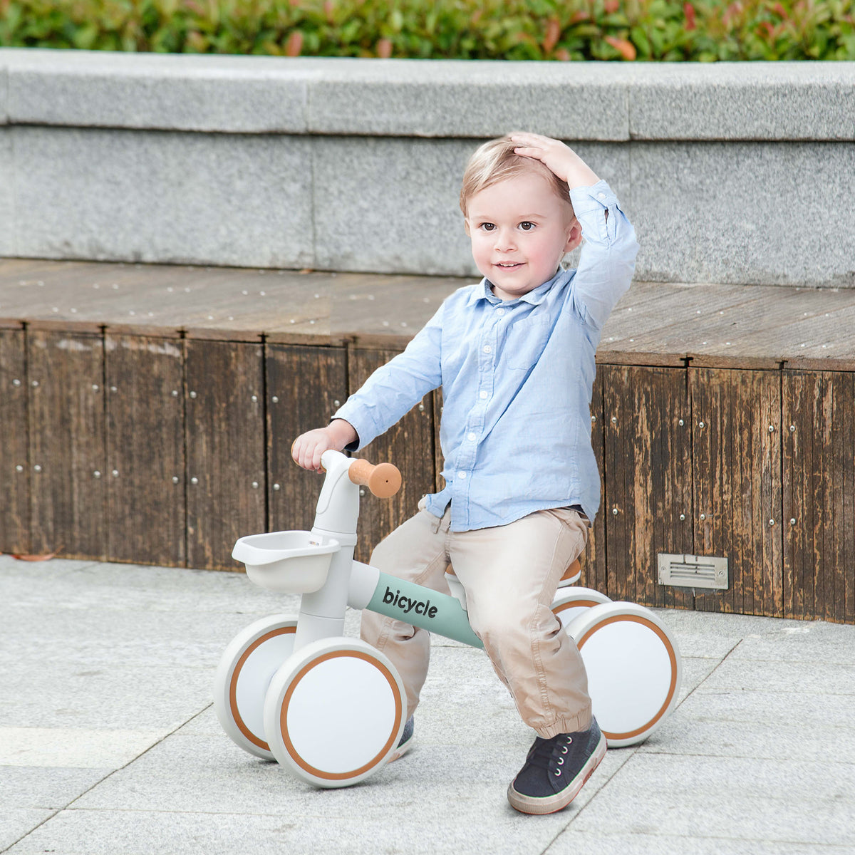 Kids Balance Bike for 1-3 Years Old with Adjustable Seat, Silent Wheels, Green