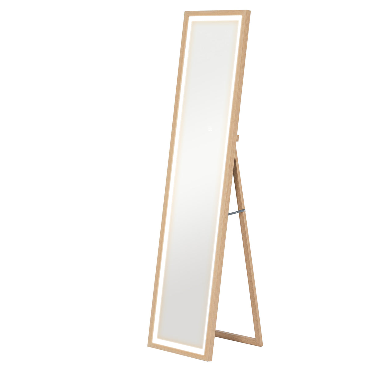 LED Ganzkörperspiegel, 40 x 160 cm, Touch-Steuerung, dimmbar, 3 Farben,  Eiche