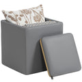 Sitzhocker mit Stauraum Hocker mit Deckel, Quadratischer Fu?hocker Sitzw¨¹rfel Kunstleder 40 x 40 x 40 cm Grau